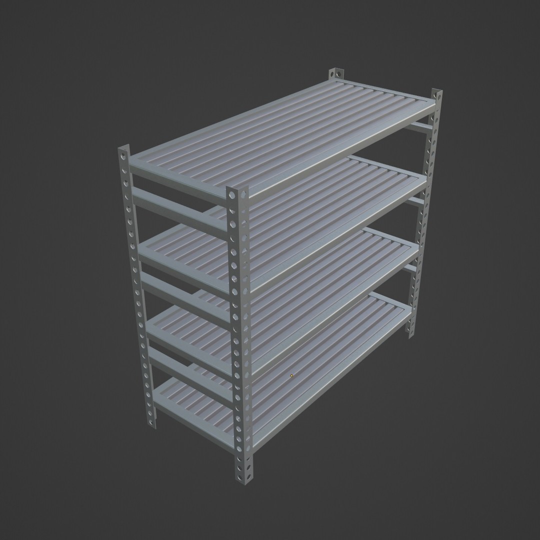 Metal Shelf B 02 3D Model – Mid Poly Industrial Storage Rack, FBX - View 8