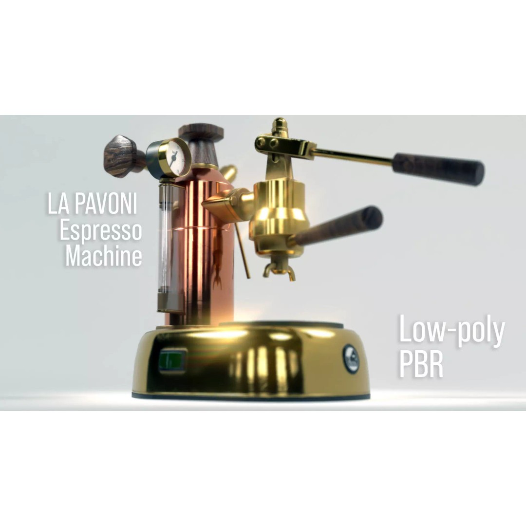 La Pavoni Espresso Coffee Machine 3D Model – Low Poly PBR Asset, FBX - View 2