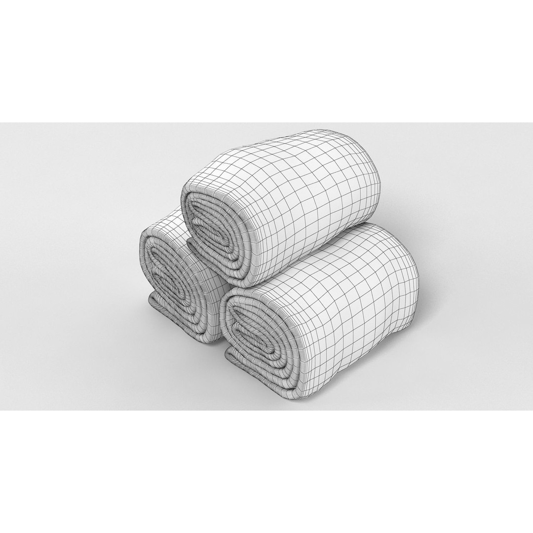Towel Rolls 3D Model – High Res PBR Asset, FBX & OBJ Formats - View 6
