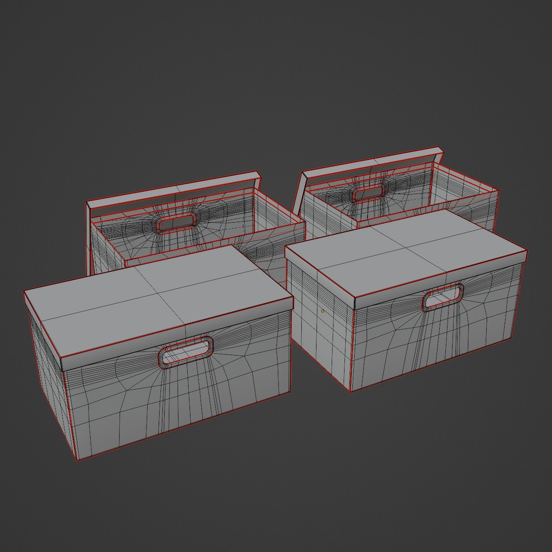 Storage Boxes 3D Model – Low Poly Household Asset, FBX, Blender