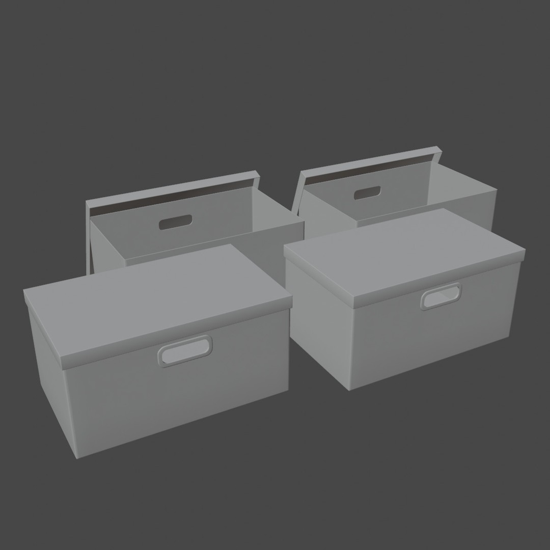 Storage Boxes 3D Model – Low Poly Household Asset, FBX, Blender - View 10