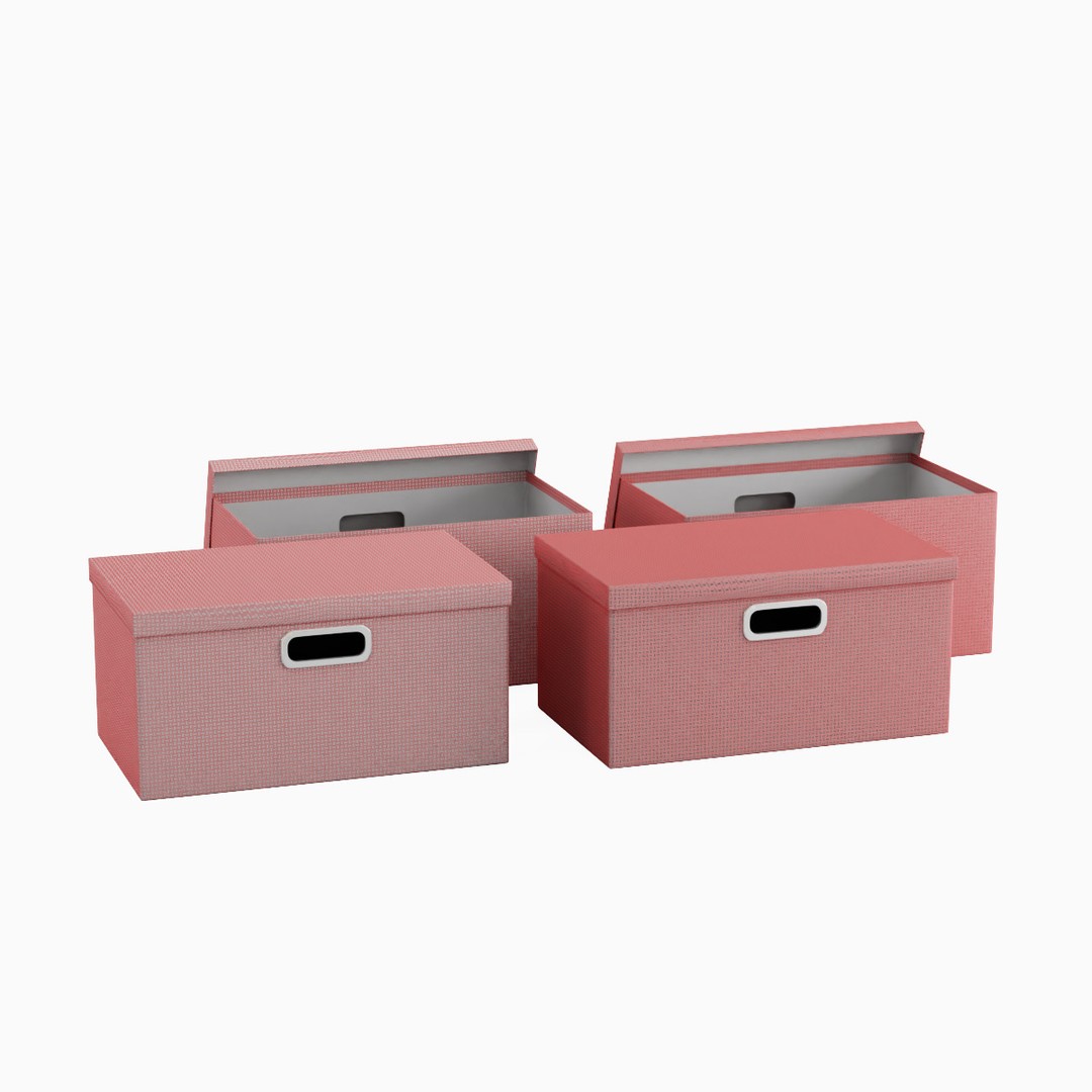 Storage Boxes 3D Model – Low Poly Household Asset, FBX, Blender - View 3