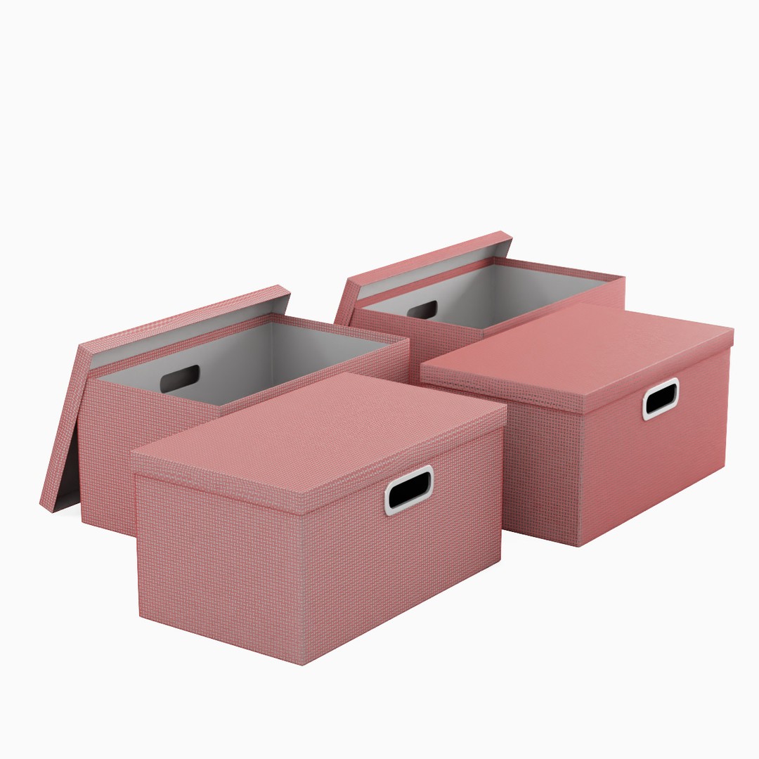 Storage Boxes 3D Model – Low Poly Household Asset, FBX, Blender - View 4