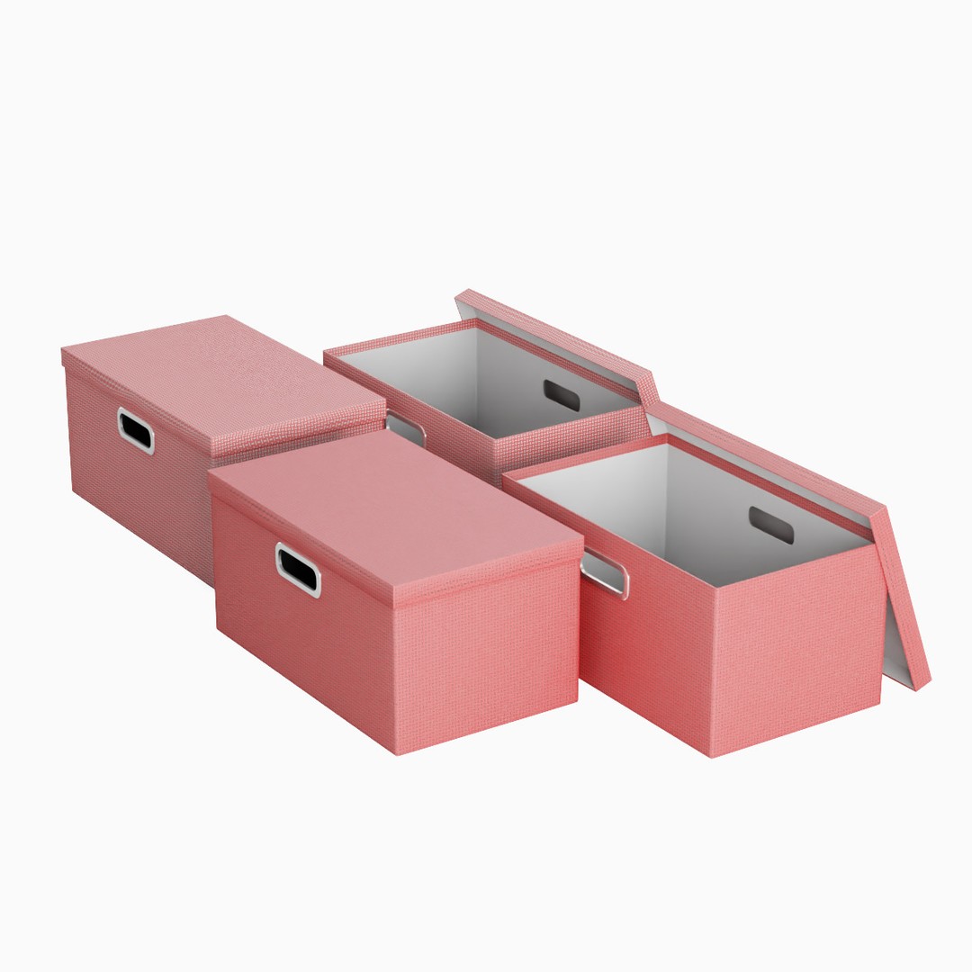 Storage Boxes 3D Model – Low Poly Household Asset, FBX, Blender - View 7