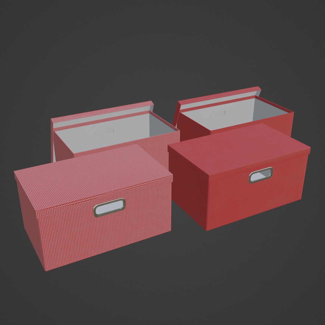 Storage Boxes 3D Model – Low Poly Household Asset, FBX, Blender - View 8
