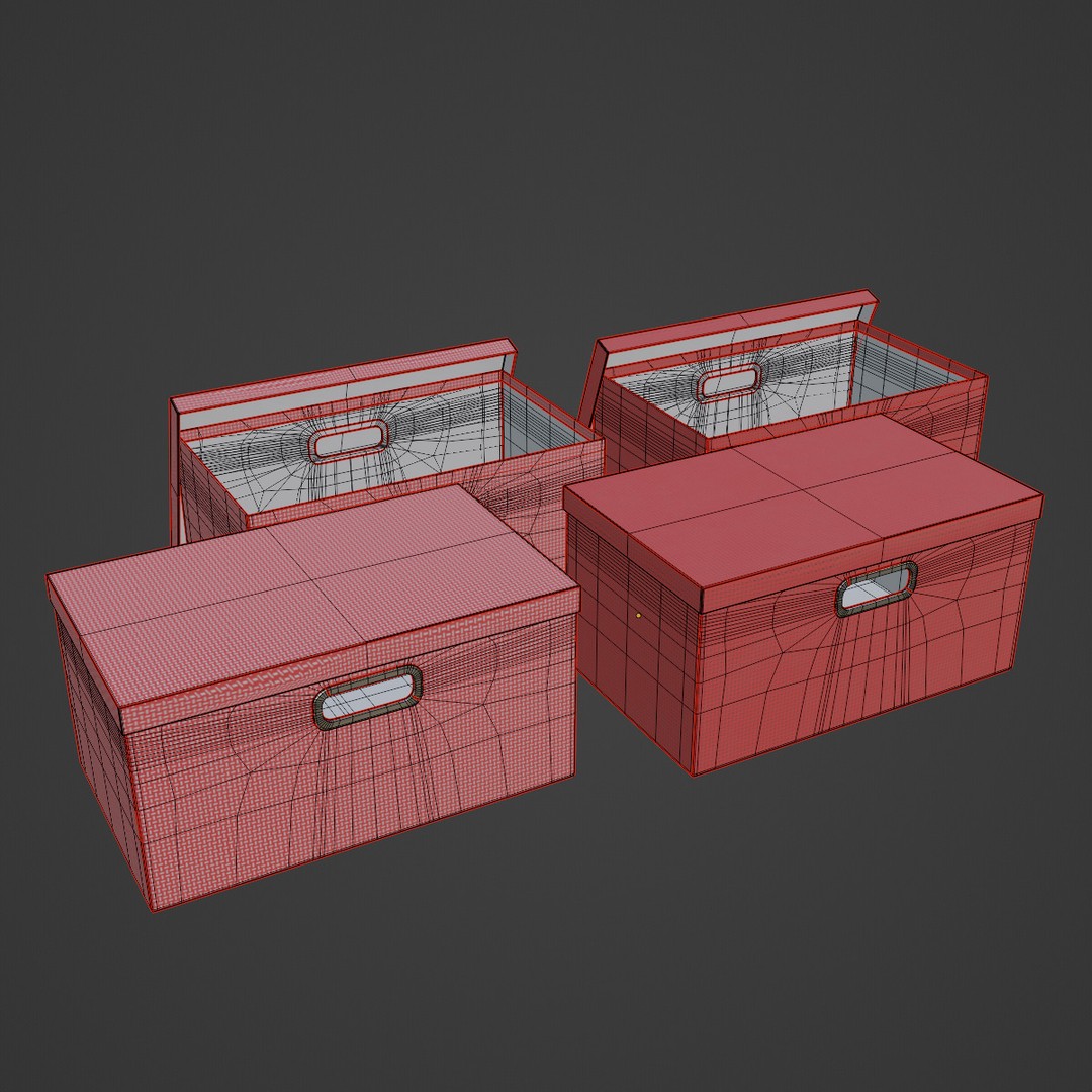 Storage Boxes 3D Model – Low Poly Household Asset, FBX, Blender - View 9
