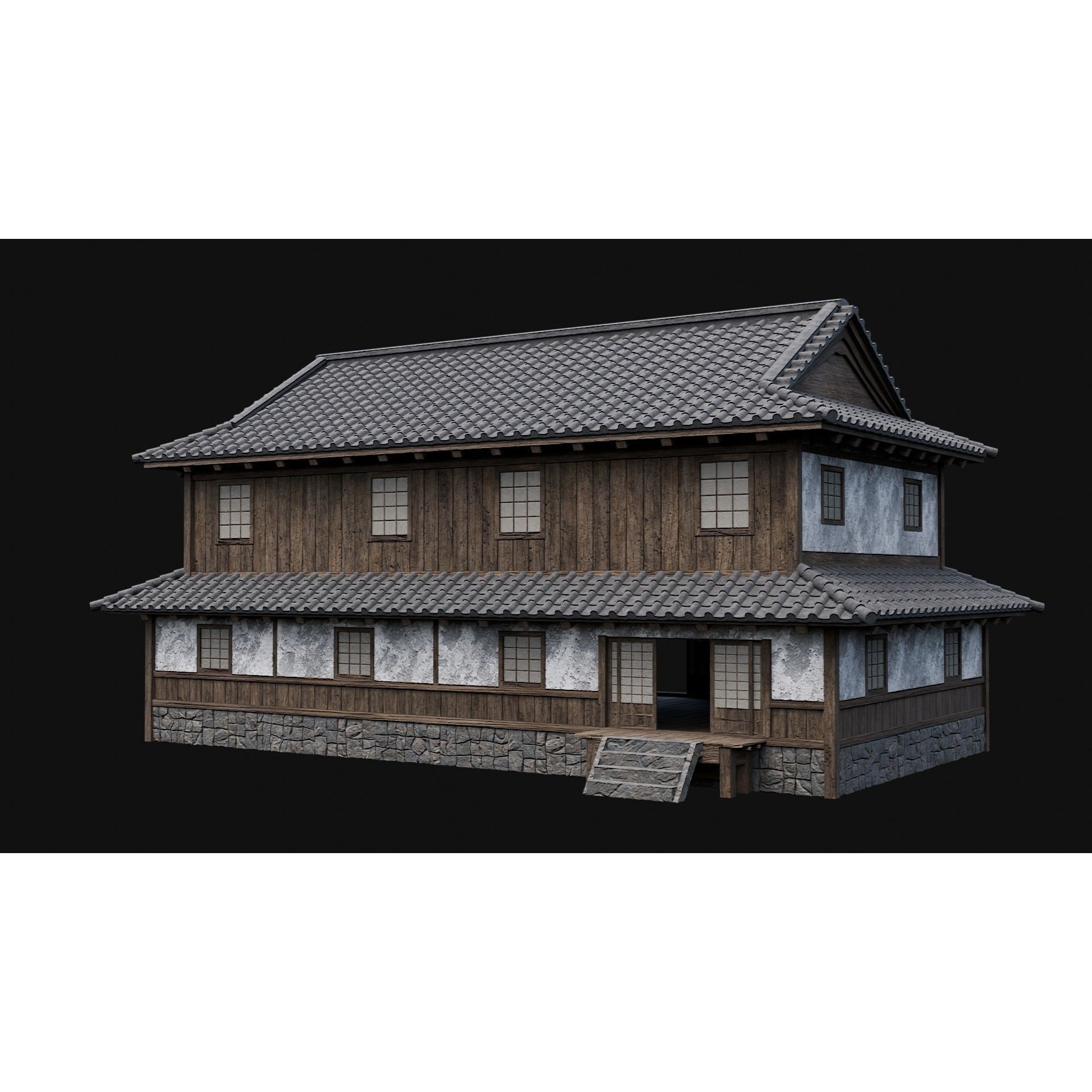Japanese Feudal Houses - Low-Poly Game-Ready 3D Model - View 10