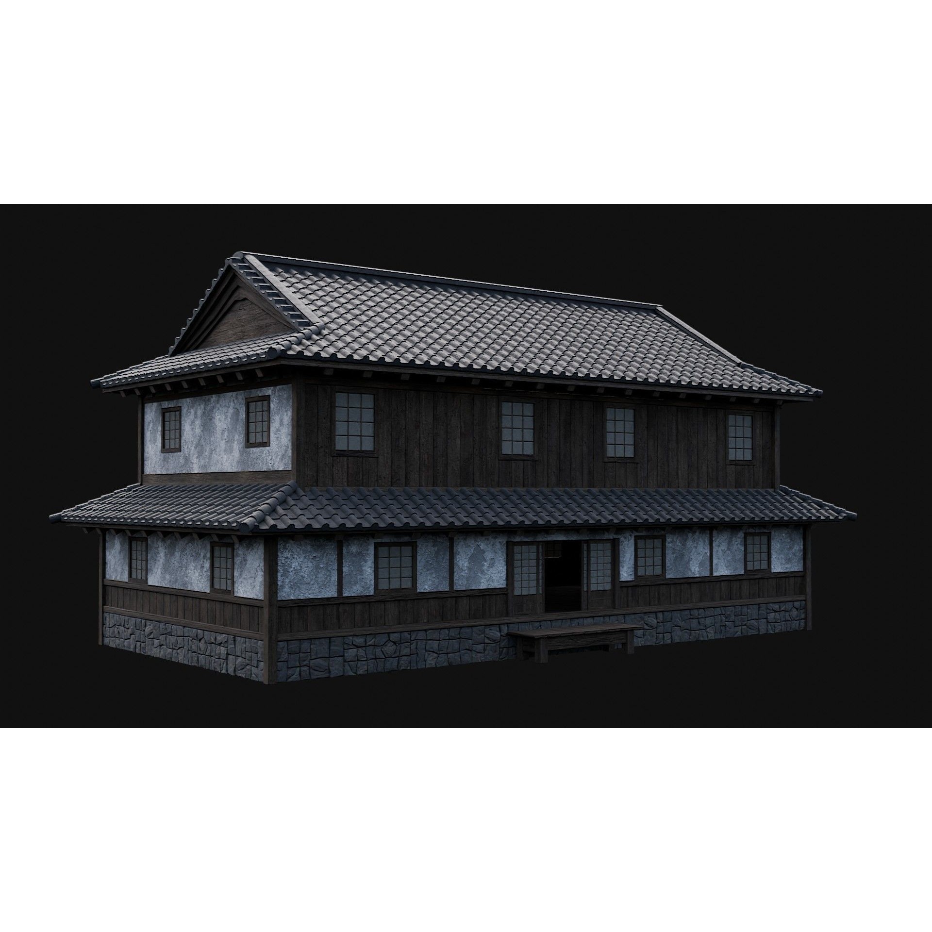 Japanese Feudal Houses - Low-Poly Game-Ready 3D Model - View 11