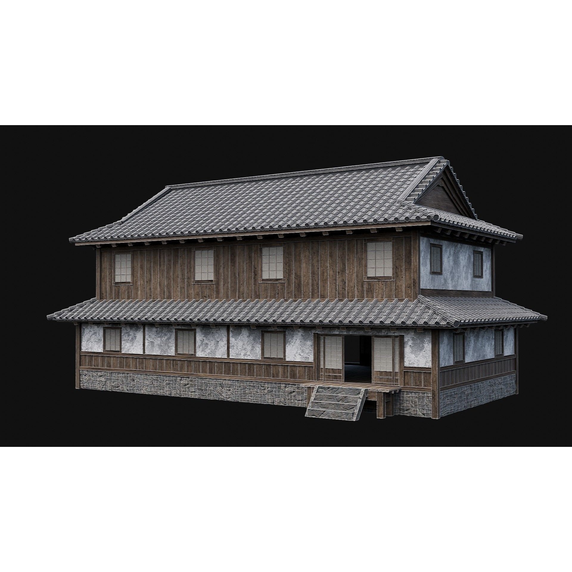Japanese Feudal Houses - Low-Poly Game-Ready 3D Model - View 13