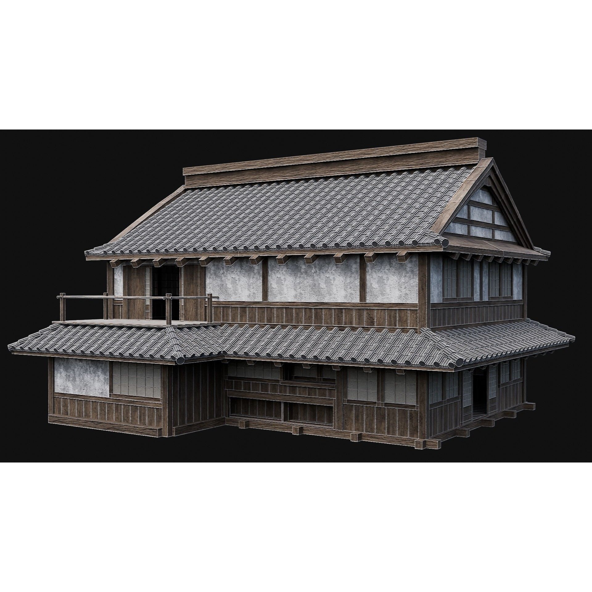 Japanese Feudal Houses - Low-Poly Game-Ready 3D Model - View 34