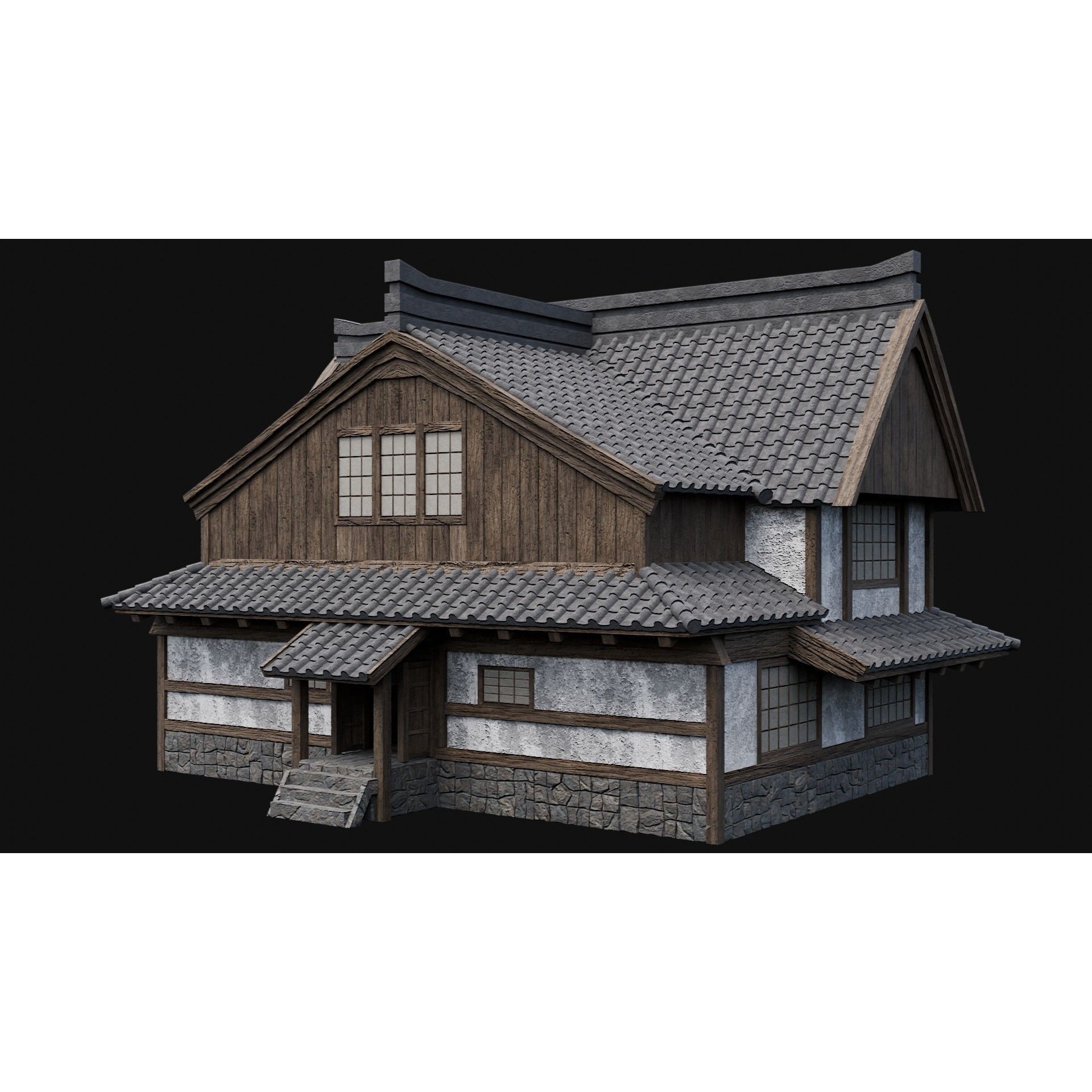 Japanese Feudal Houses - Low-Poly Game-Ready 3D Model - View 38
