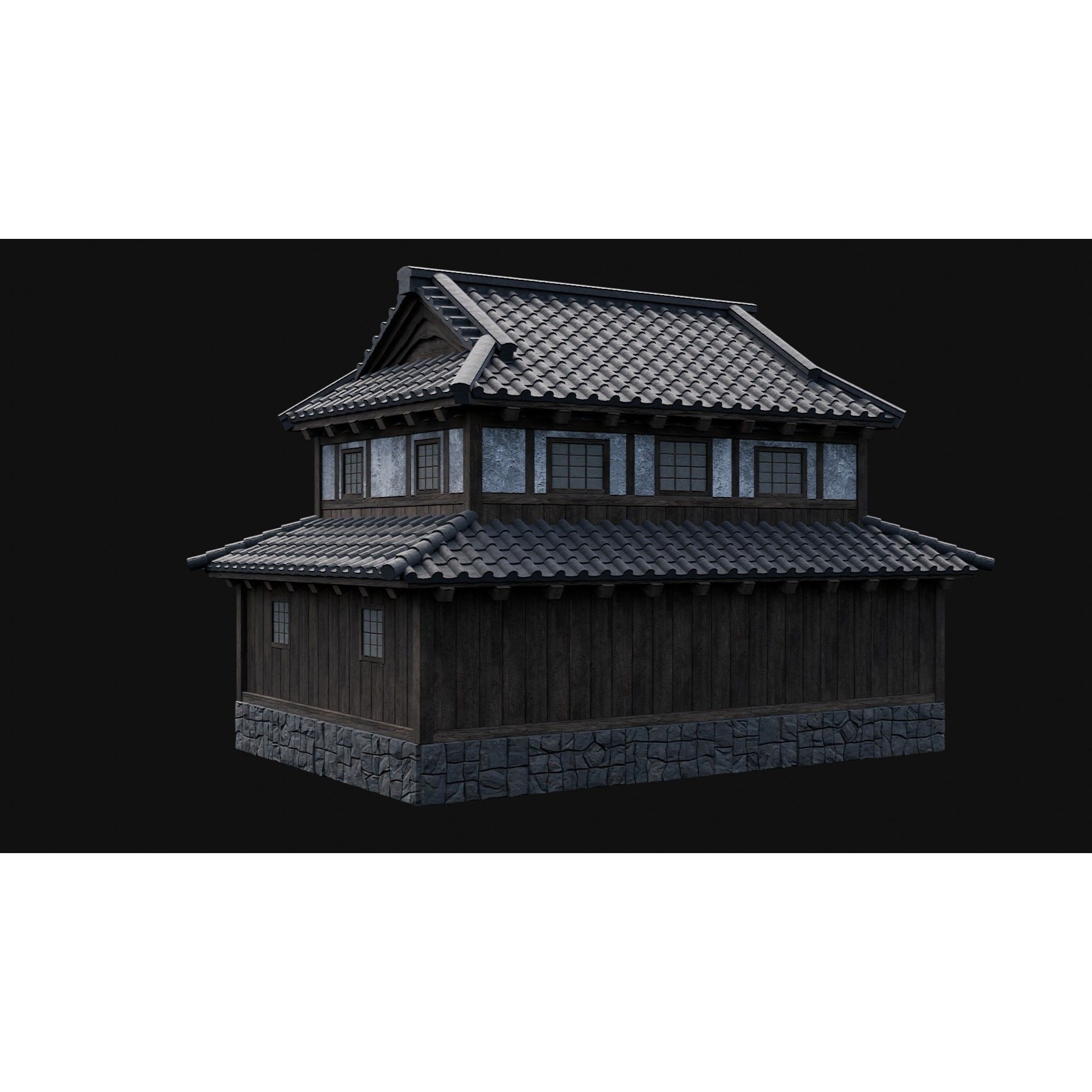 Japanese Feudal Houses - Low-Poly Game-Ready 3D Model - View 4