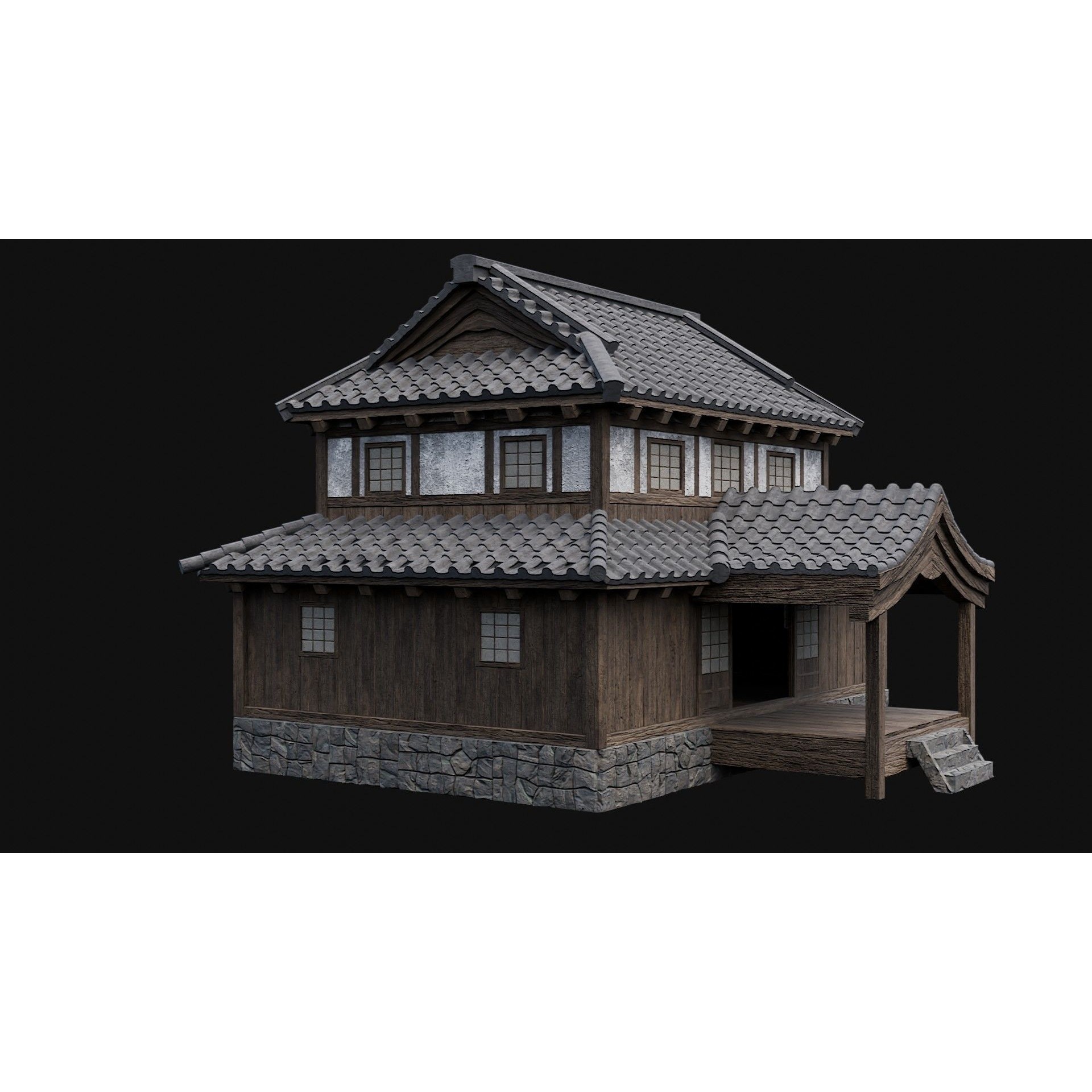 Japanese Feudal Houses - Low-Poly Game-Ready 3D Model - View 5