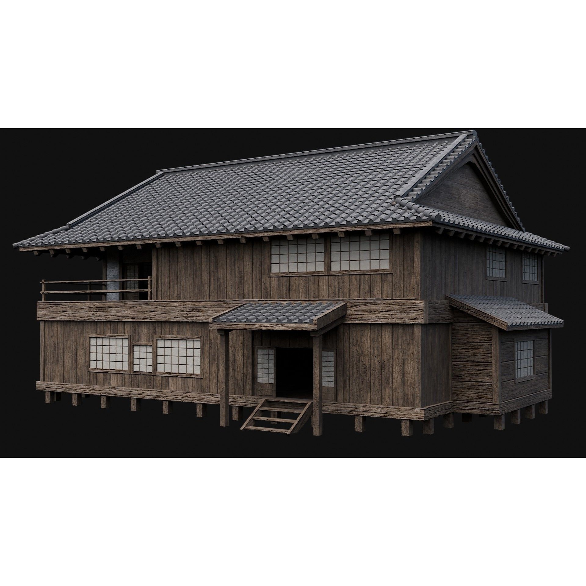Japanese Feudal Houses - Low-Poly Game-Ready 3D Model - View 52