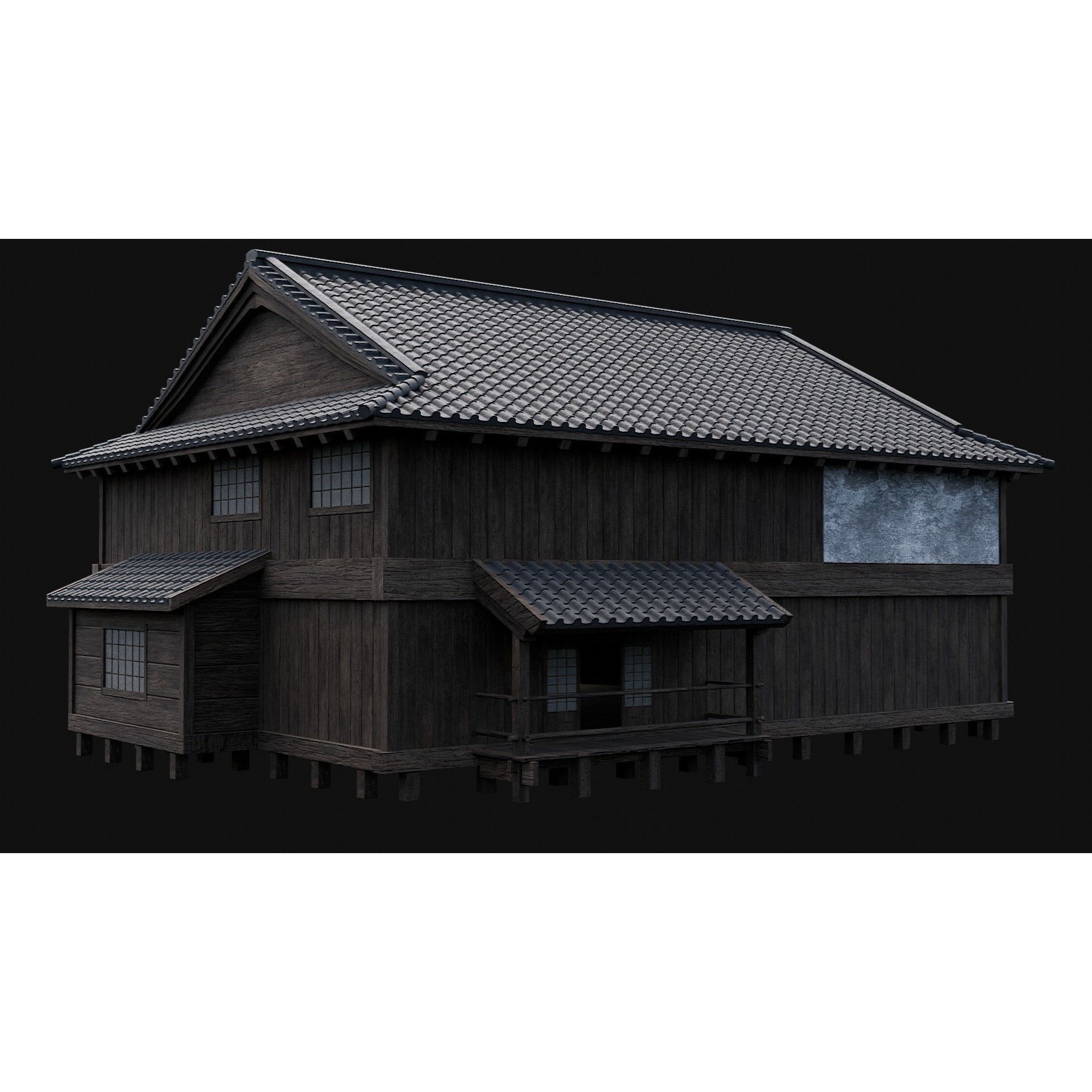 Japanese Feudal Houses - Low-Poly Game-Ready 3D Model - View 53