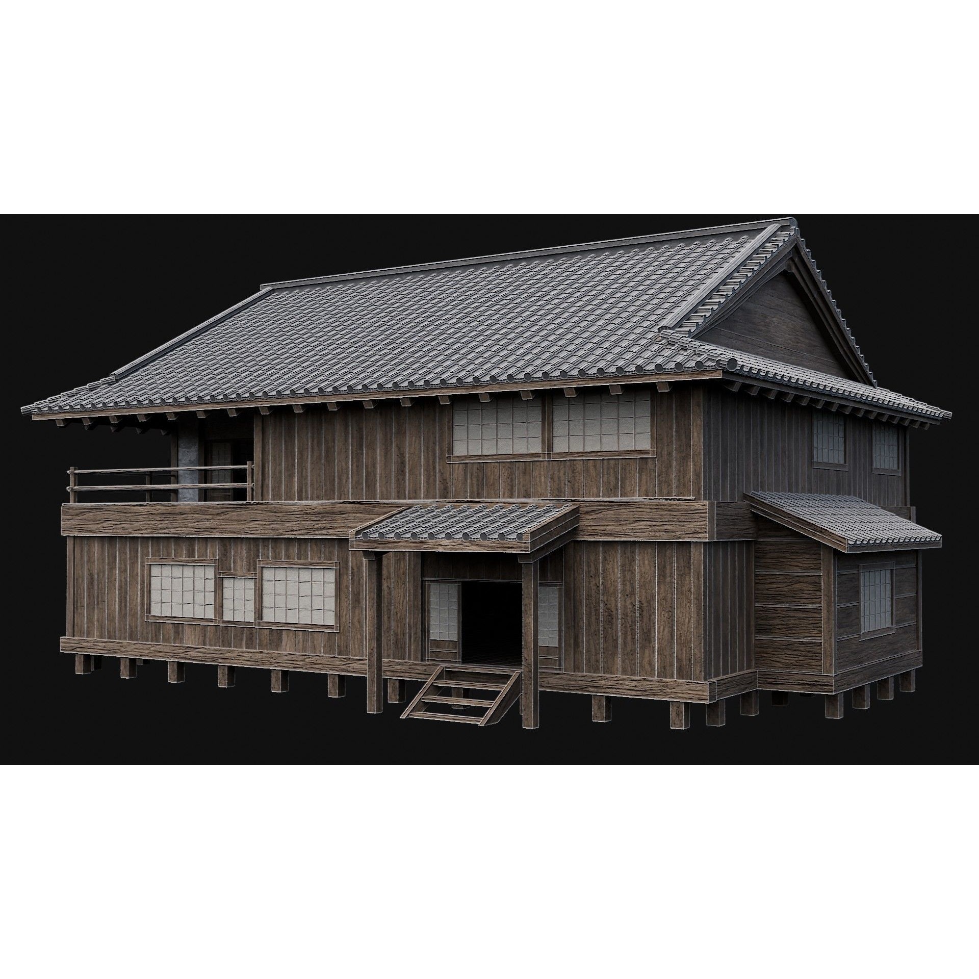 Japanese Feudal Houses - Low-Poly Game-Ready 3D Model - View 55
