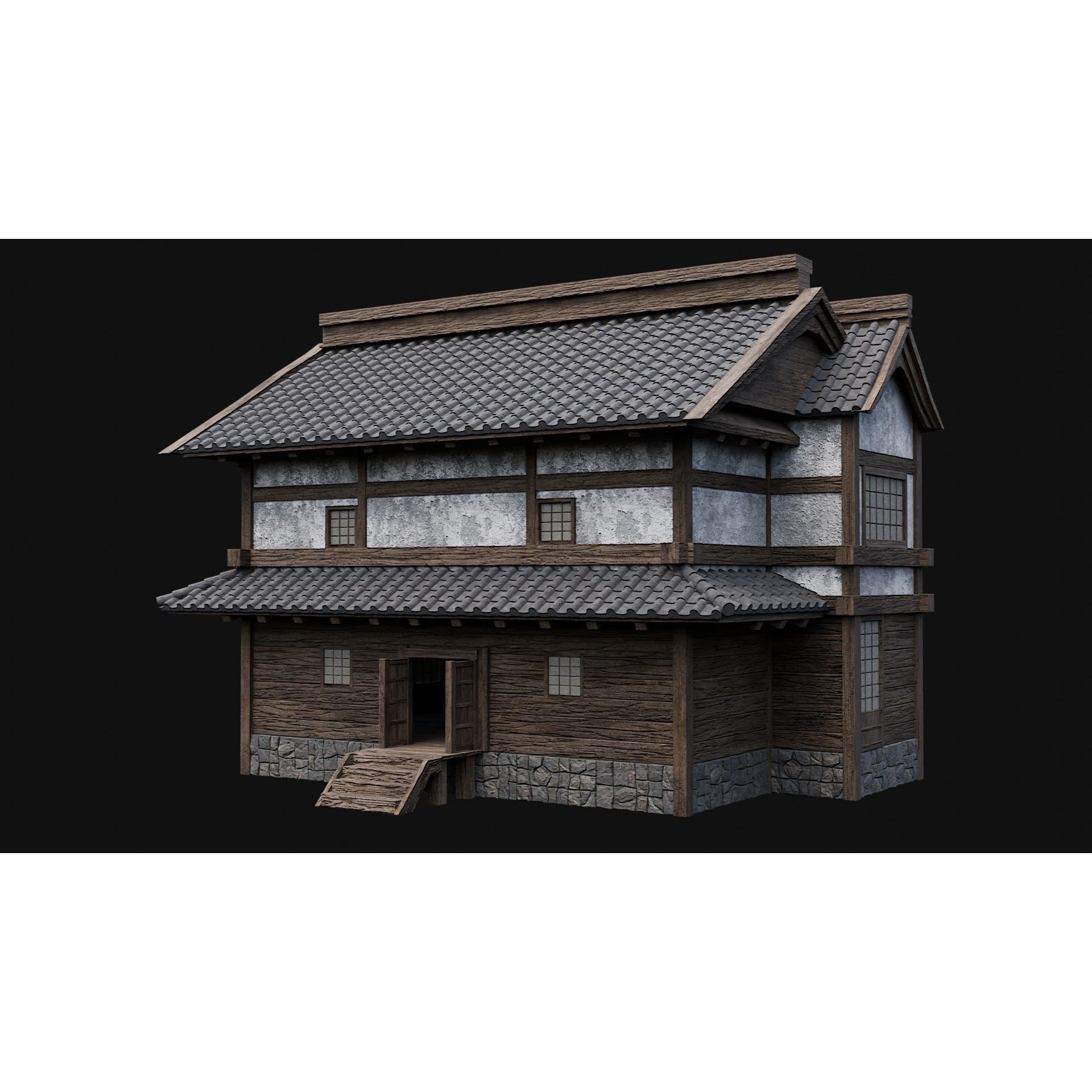 Japanese Feudal Houses - Low-Poly Game-Ready 3D Model - View 59