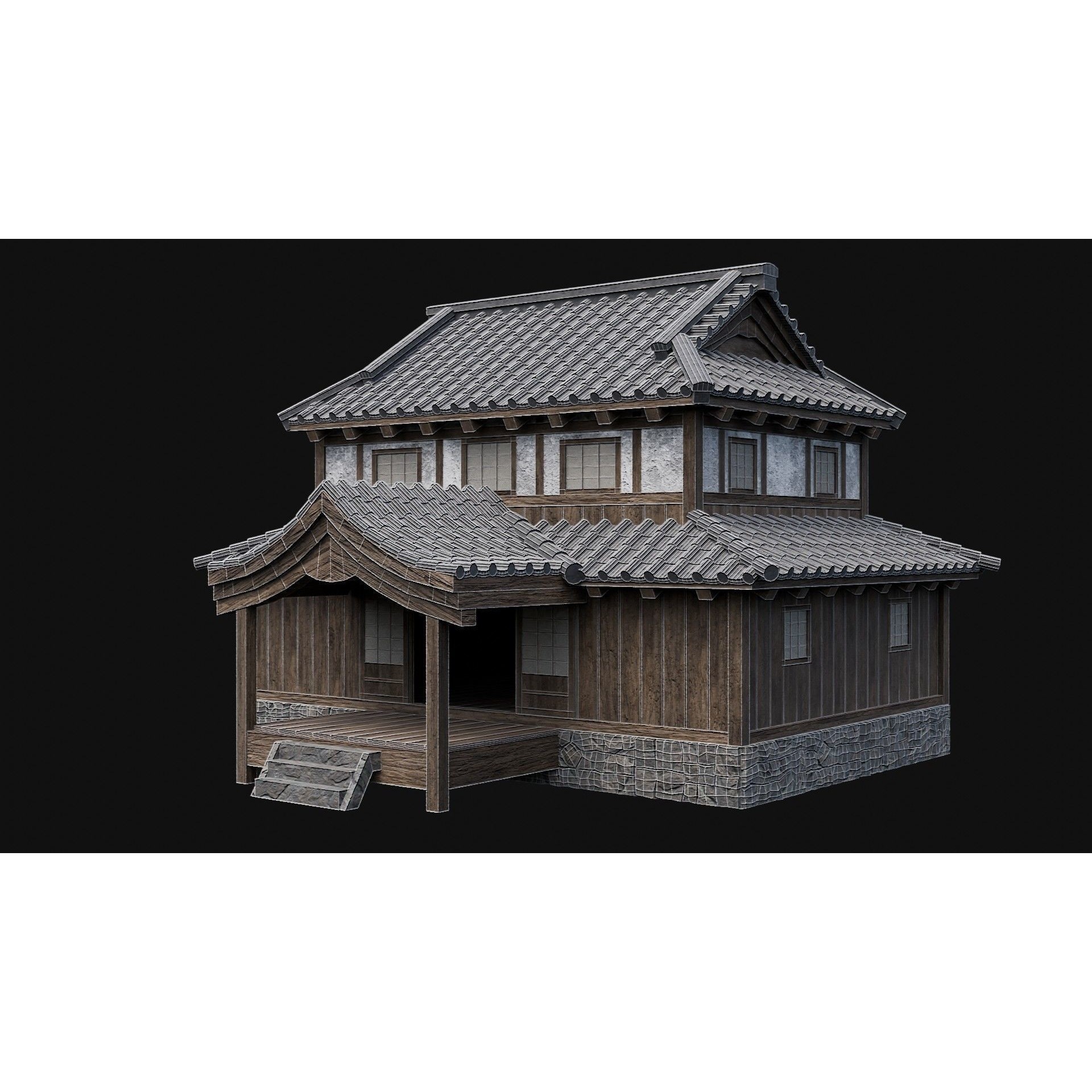 Japanese Feudal Houses - Low-Poly Game-Ready 3D Model - View 6