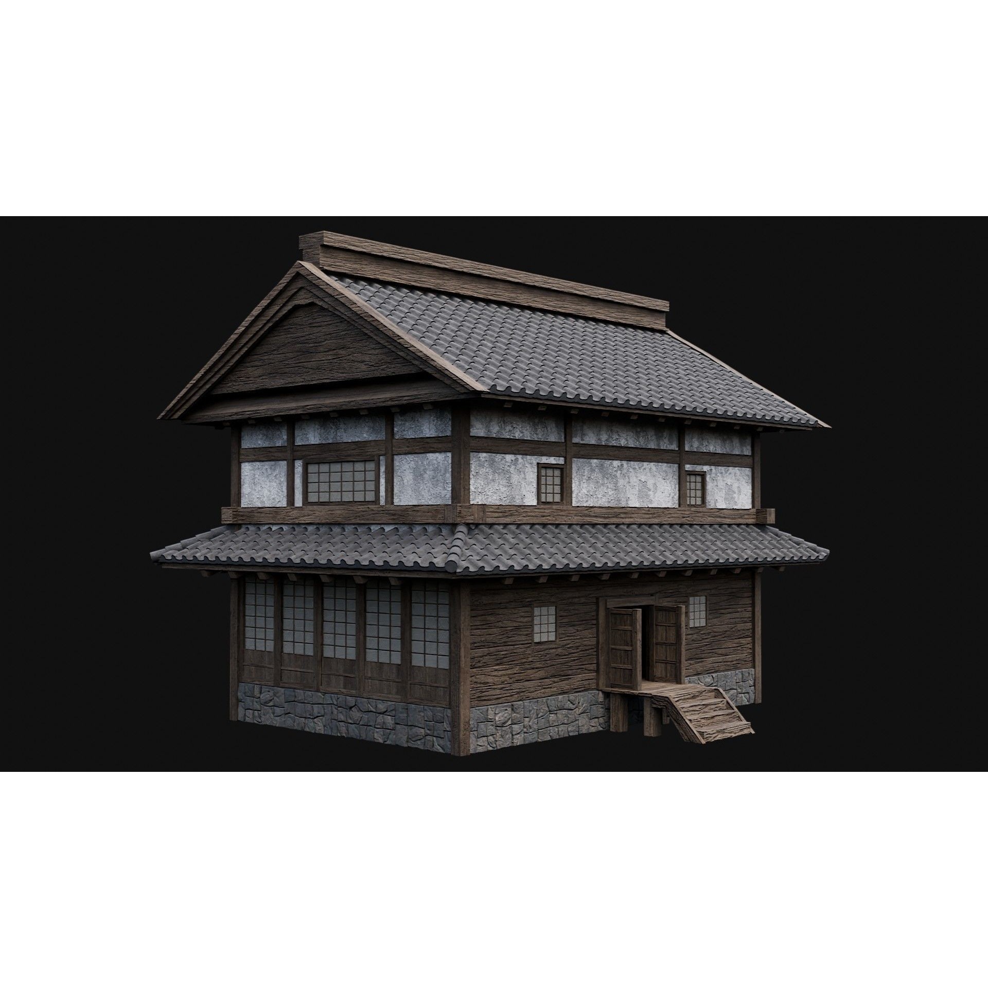 Japanese Feudal Houses - Low-Poly Game-Ready 3D Model - View 61