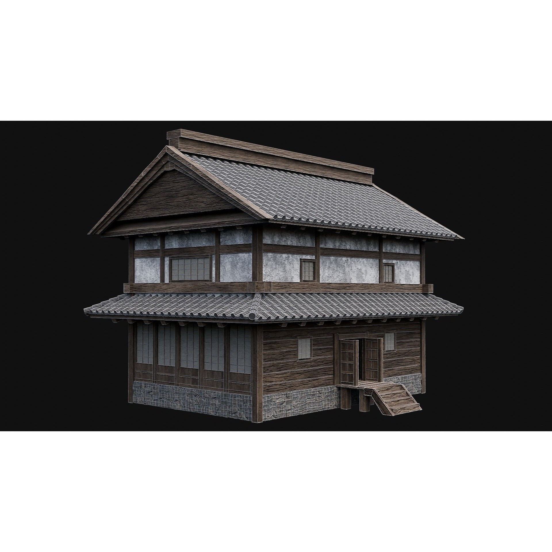 Japanese Feudal Houses - Low-Poly Game-Ready 3D Model - View 64
