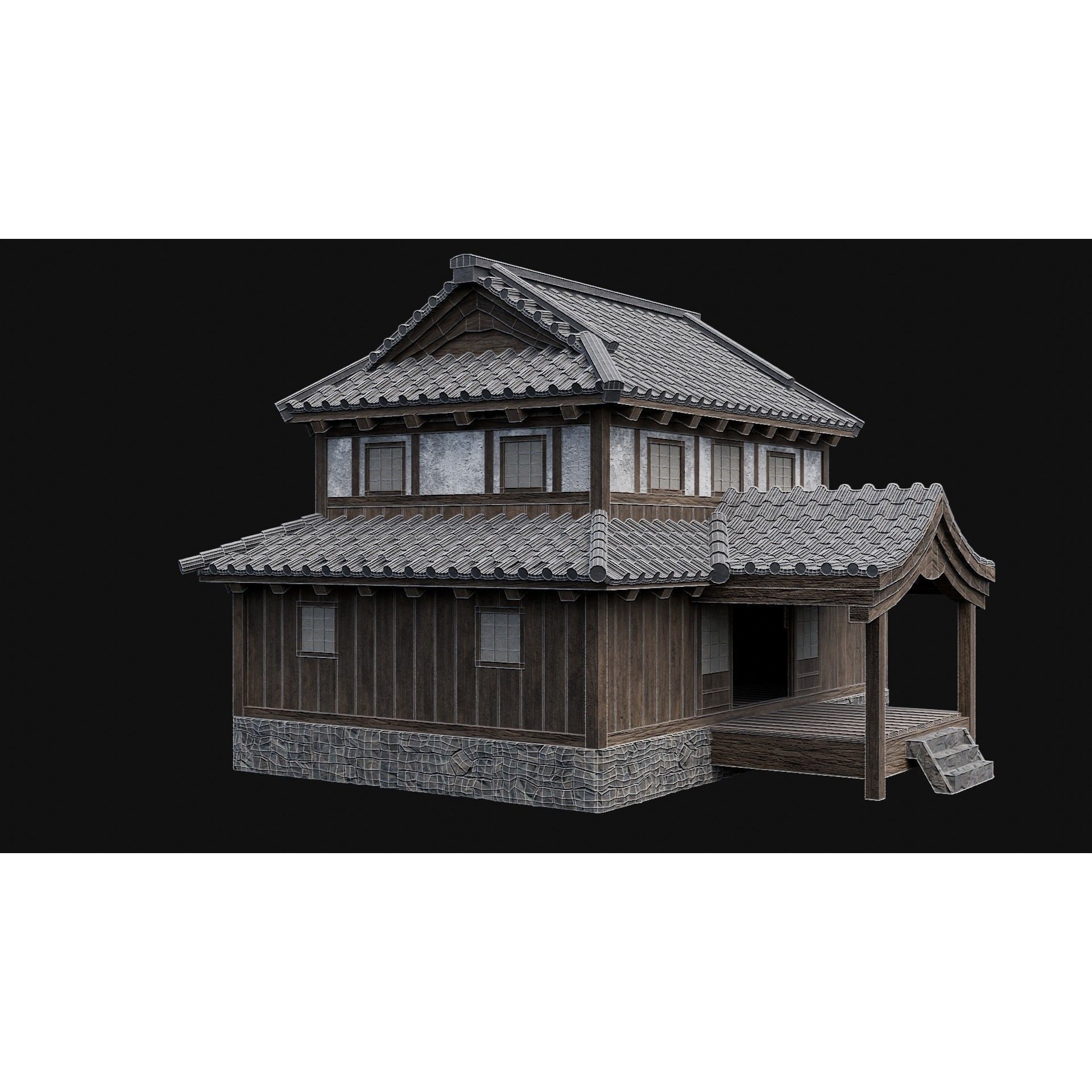 Japanese Feudal Houses - Low-Poly Game-Ready 3D Model - View 8