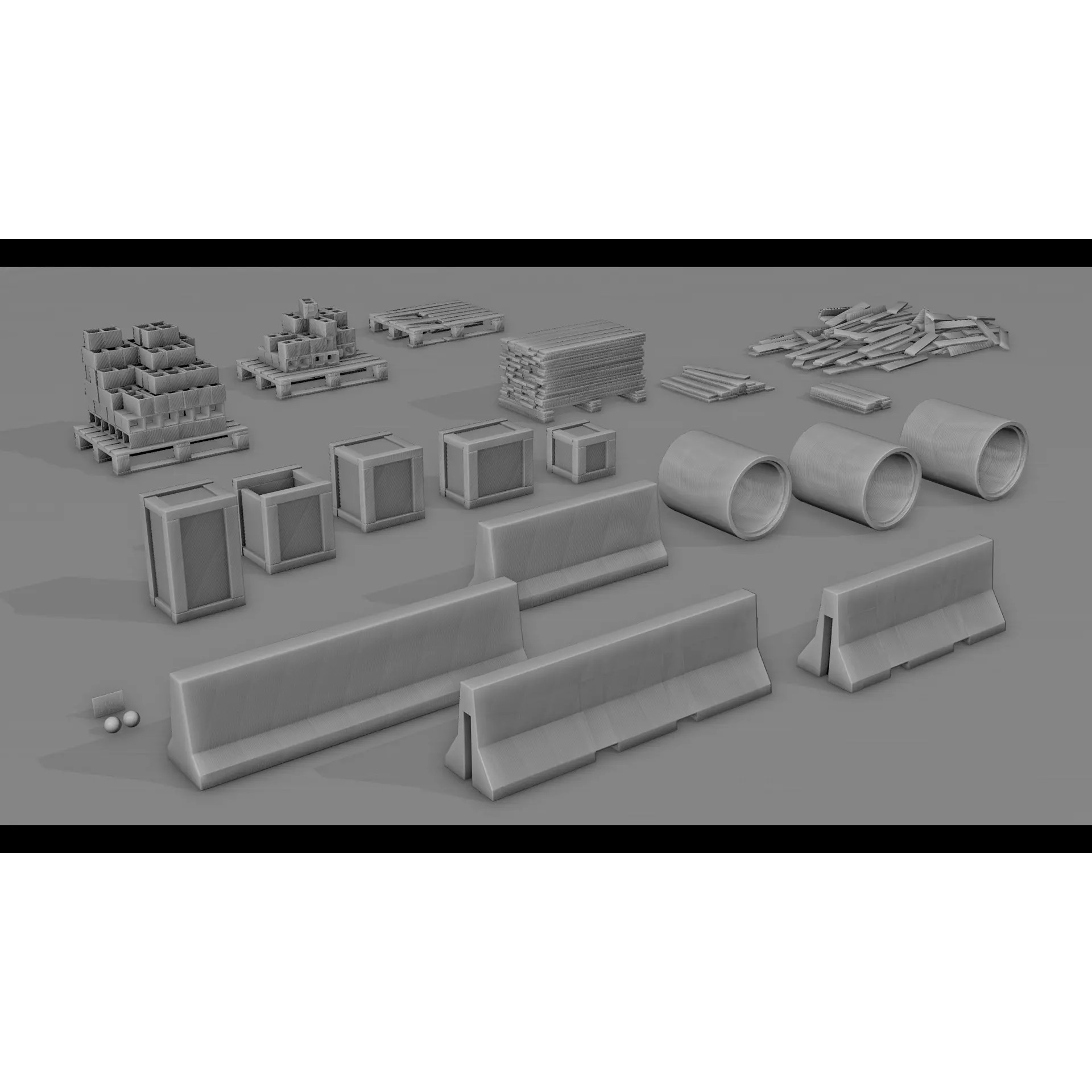 Construction Elements Set 01 - Low-Poly Game-Ready 3D Model - View 3