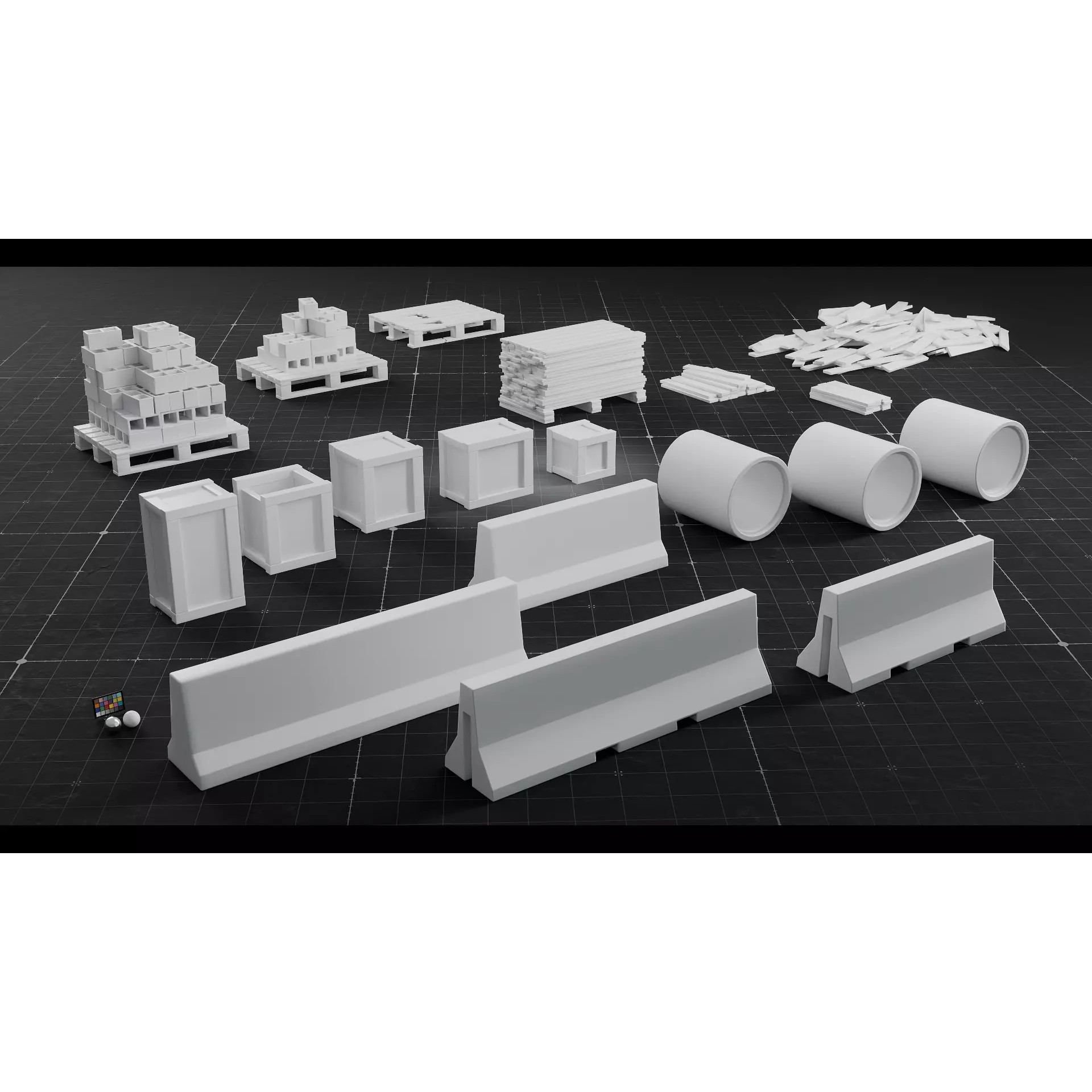 Construction Elements Set 01 - Low-Poly Game-Ready 3D Model - View 4