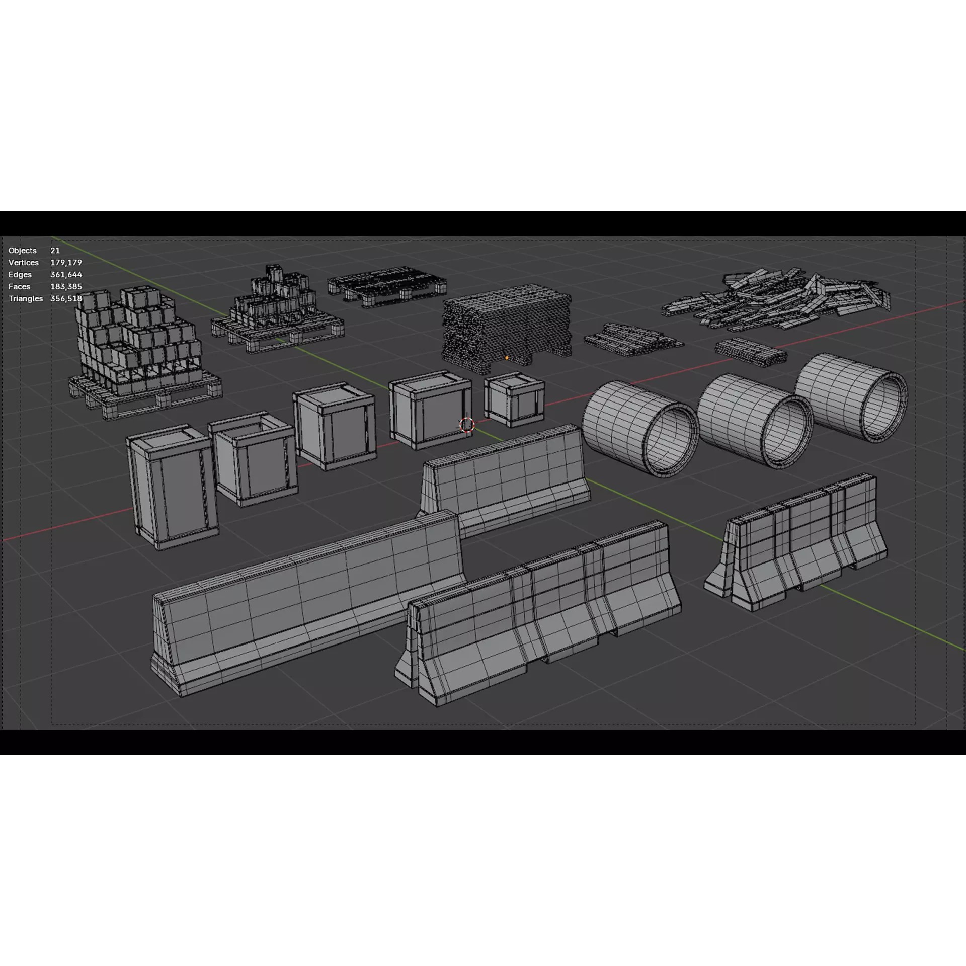 Construction Elements Set 01 - Low-Poly Game-Ready 3D Model - View 7