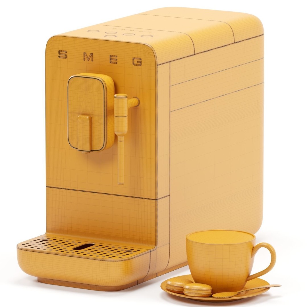 SMEG Coffee Machine 3D Model – High Poly PBR Kitchen Appliance, FBX, OBJ