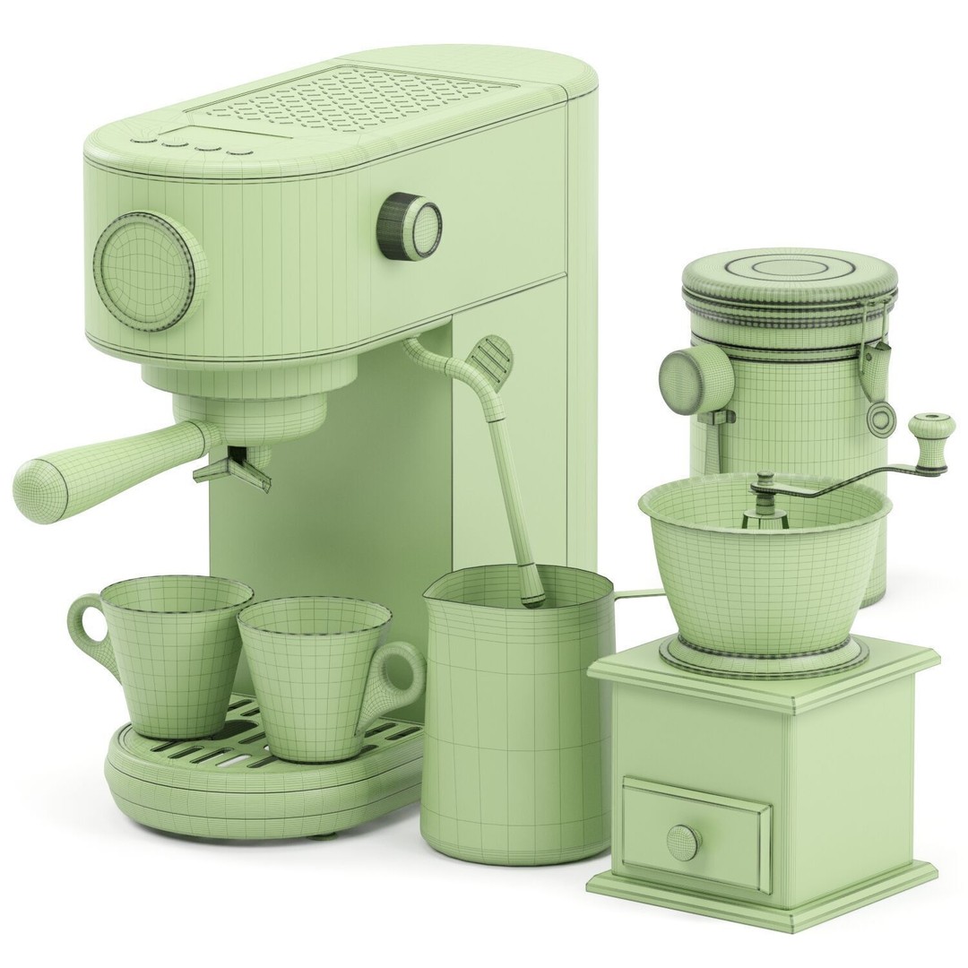 HiBREW Espresso Coffee Machine 3D Model – PBR Textured, FBX, OBJ Formats
