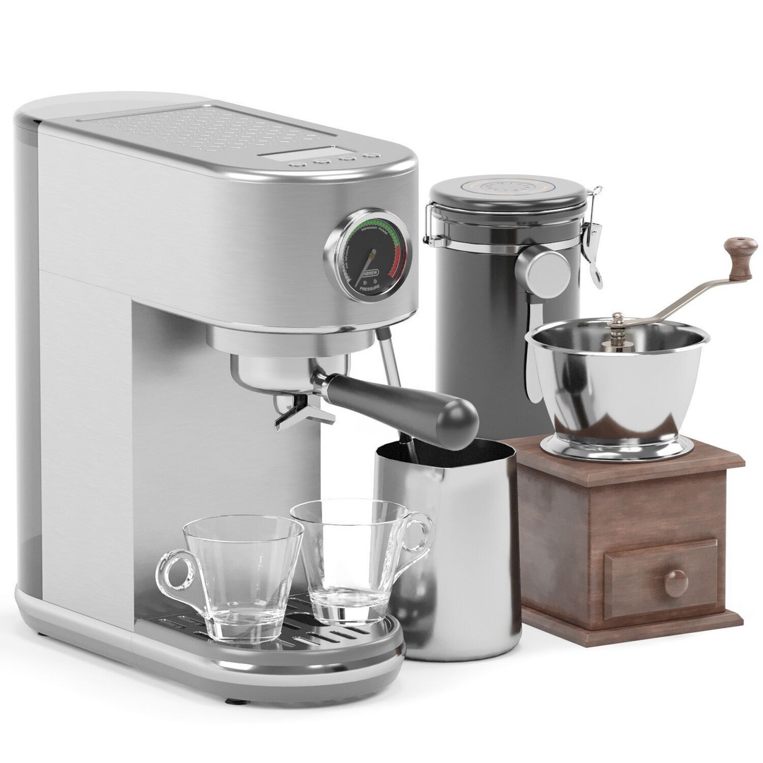 HiBREW Espresso Coffee Machine 3D Model – PBR Textured, FBX, OBJ Formats - View 3