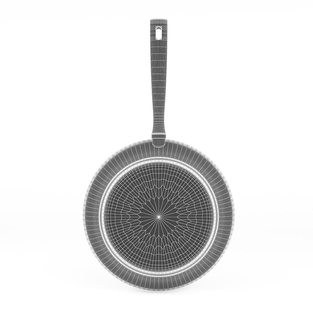 Frying Pan 3D Model – Realistic Black Teflon Kitchenware, PBR Textures
