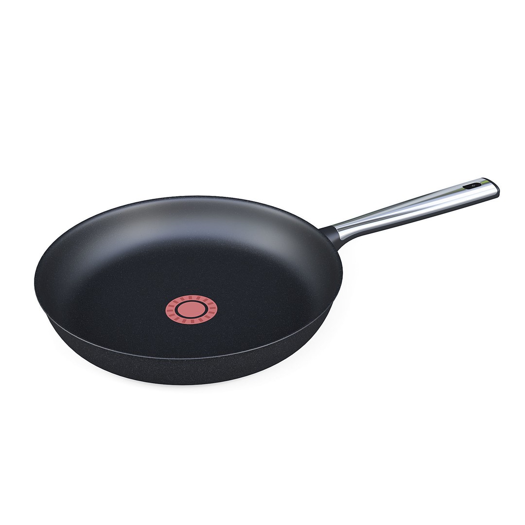 Frying Pan 3D Model – Realistic Black Teflon Kitchenware, PBR Textures - View 3