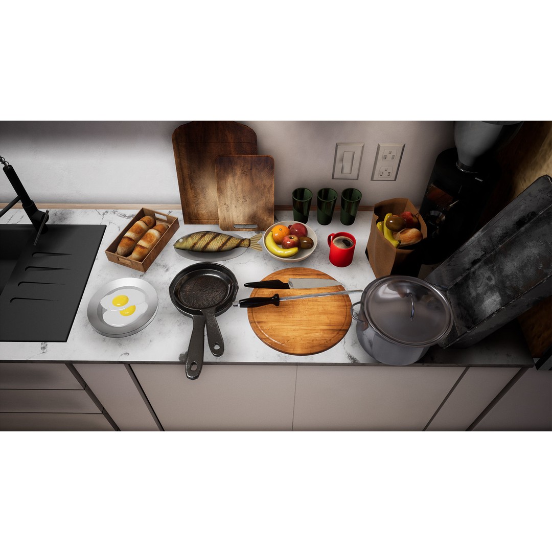 Ultimate Kitchen Utensils Pack 3D Model – Low Poly Game Ready PBR Assets - View 10