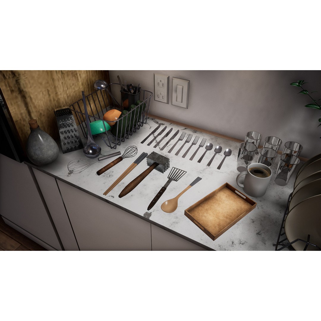 Ultimate Kitchen Utensils Pack 3D Model – Low Poly Game Ready PBR Assets - View 12