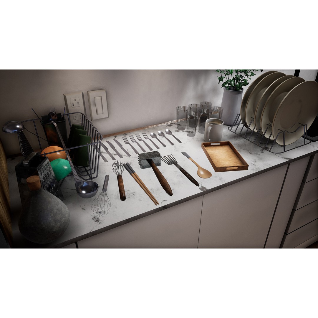 Ultimate Kitchen Utensils Pack 3D Model – Low Poly Game Ready PBR Assets - View 13