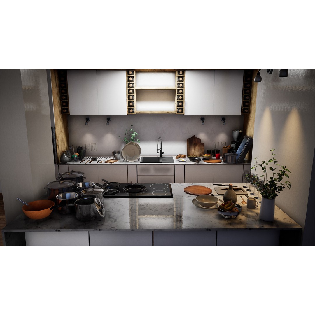 Ultimate Kitchen Utensils Pack 3D Model – Low Poly Game Ready PBR Assets - View 3