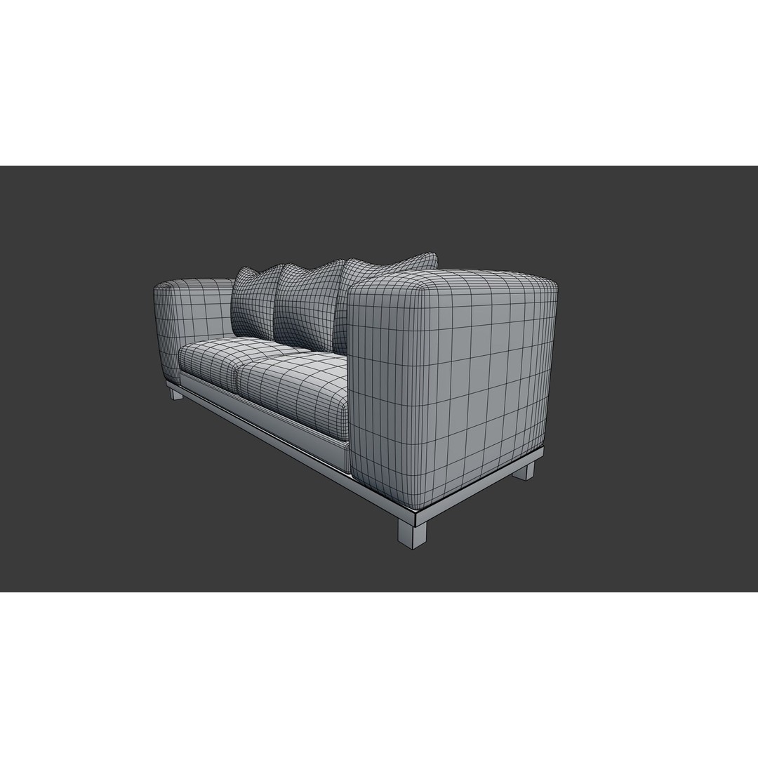 Master Bedroom Sofa 3D Model – Low Poly PBR Game Asset, FBX - View 6