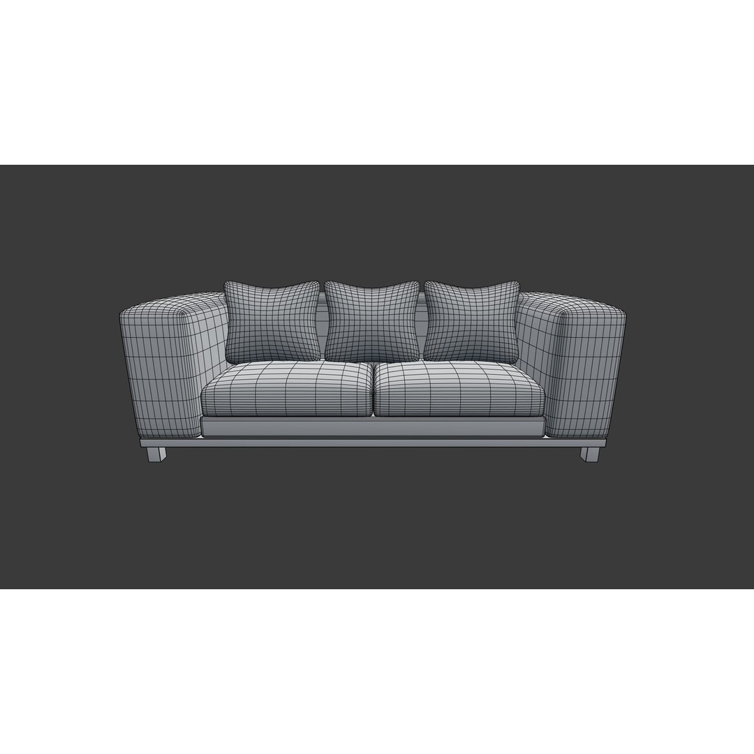 Master Bedroom Sofa 3D Model – Low Poly PBR Game Asset, FBX - View 7