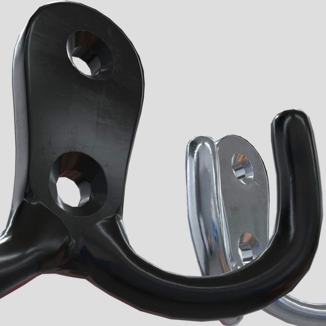 Coat Hook 3D Model – Low Poly Household Tool, PBR Textures, FBX