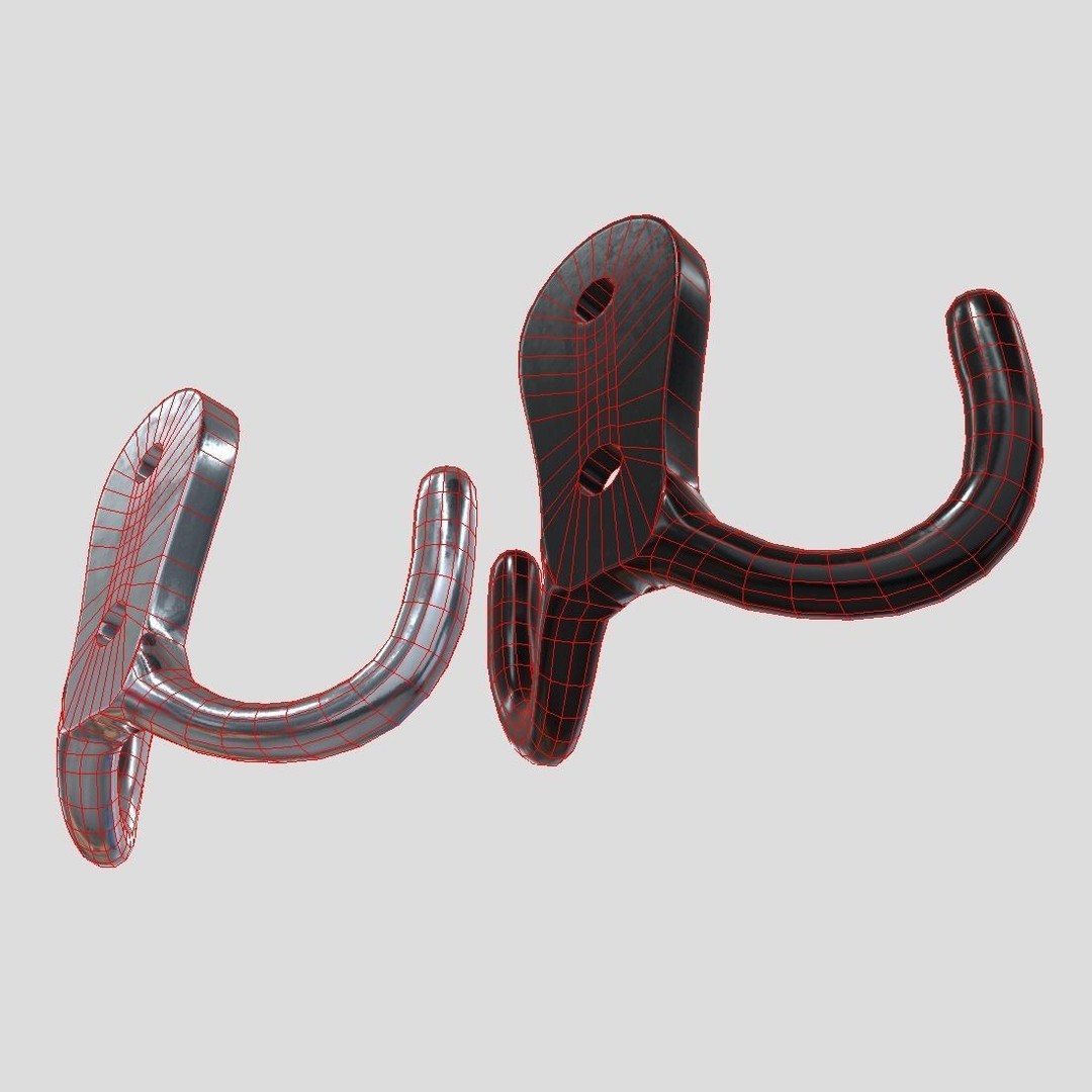 Coat Hook 3D Model – Low Poly Household Tool, PBR Textures, FBX - View 11