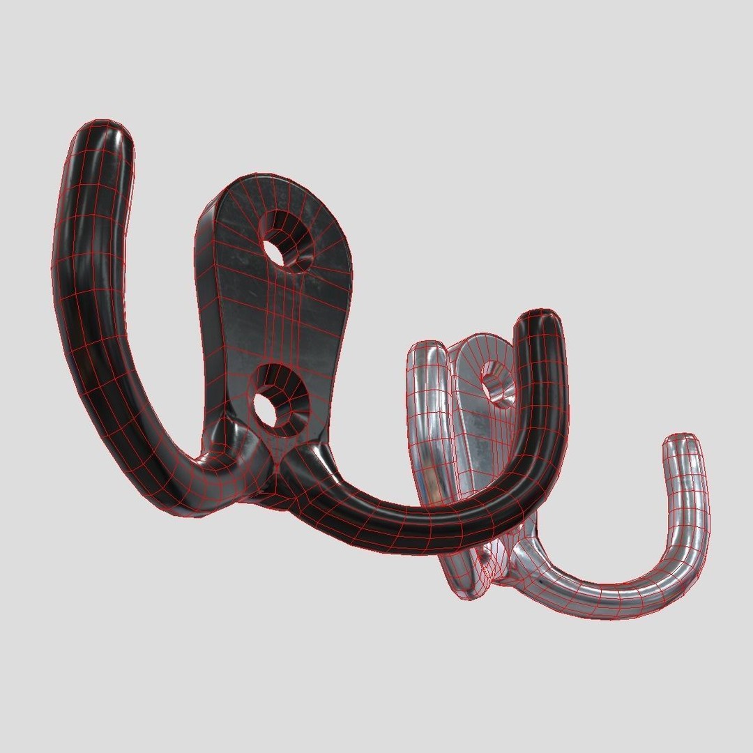 Coat Hook 3D Model – Low Poly Household Tool, PBR Textures, FBX - View 13