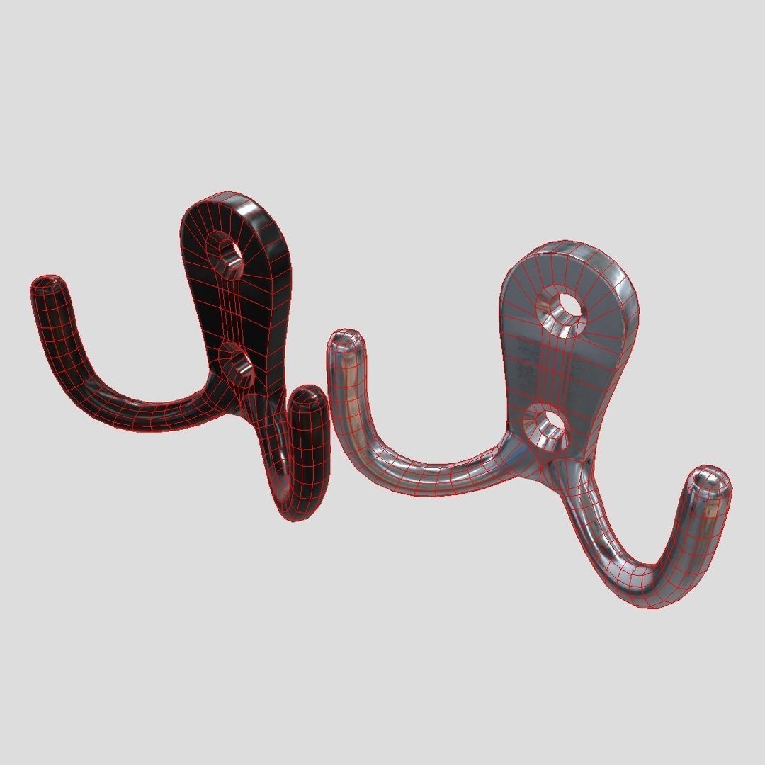 Coat Hook 3D Model – Low Poly Household Tool, PBR Textures, FBX - View 7