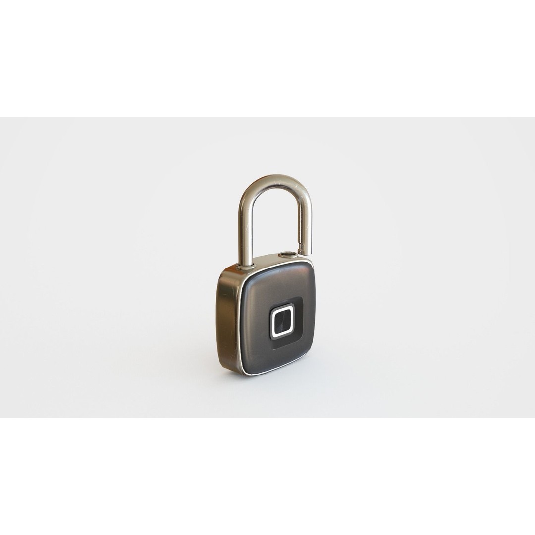 Smart Fingerprint Padlock 3D Model – Low Poly PBR Game Asset, FBX - View 10