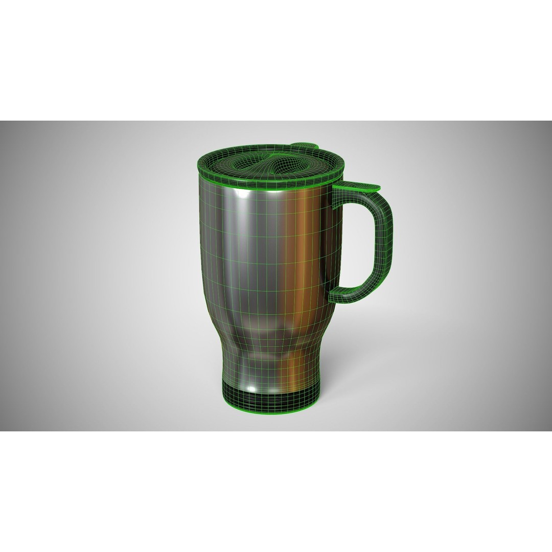 Travel Mug 3D Model – Low Poly PBR Kitchenware, FBX, OBJ - View 10