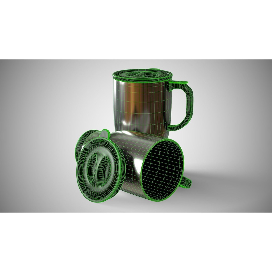 Travel Mug 3D Model – Low Poly PBR Kitchenware, FBX, OBJ - View 16