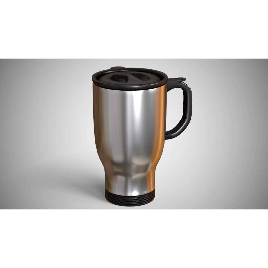 Travel Mug 3D Model – Low Poly PBR Kitchenware, FBX, OBJ - View 2