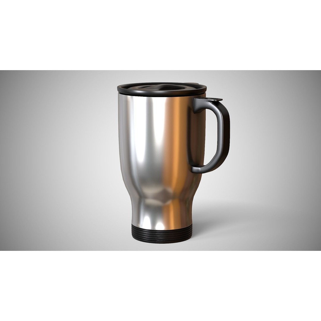 Travel Mug 3D Model – Low Poly PBR Kitchenware, FBX, OBJ - View 3