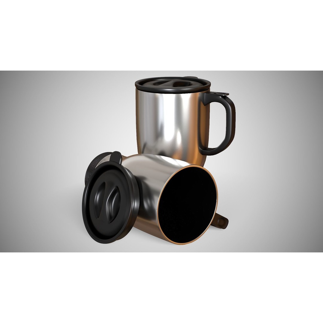 Travel Mug 3D Model – Low Poly PBR Kitchenware, FBX, OBJ - View 7