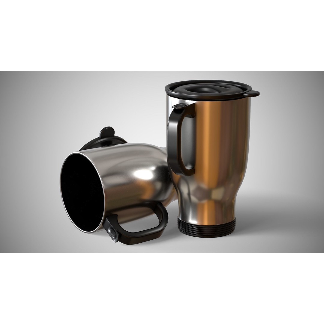 Travel Mug 3D Model – Low Poly PBR Kitchenware, FBX, OBJ - View 8